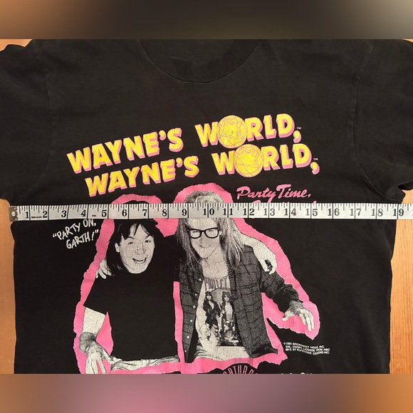 Vintage 1991 Wayne’s World SNL Graphic Tee Single Stitch Neon Shirt - Picture 4 of 5